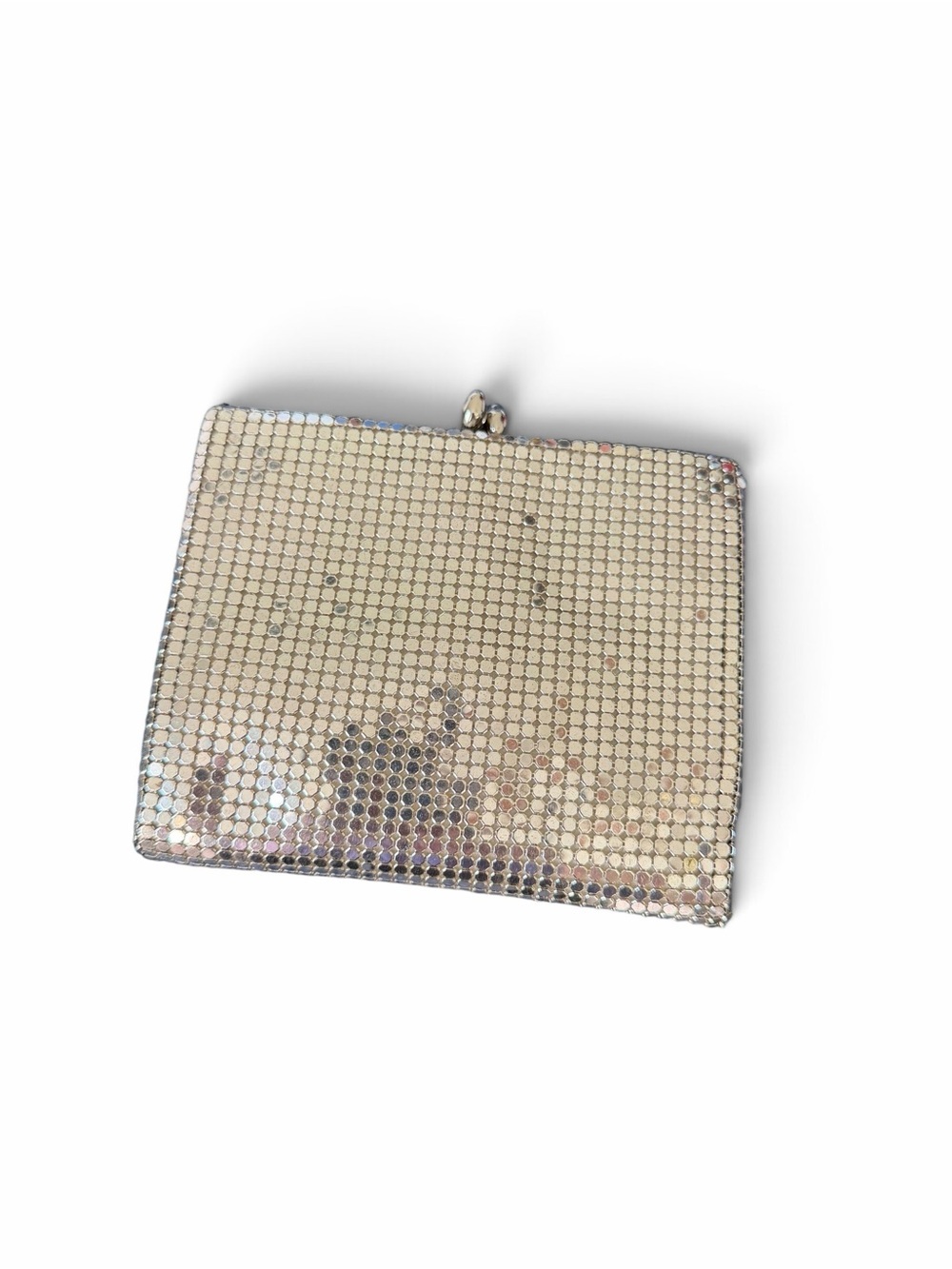 Vintage Silver Mesh Wallet with Kiss-Lock Closure